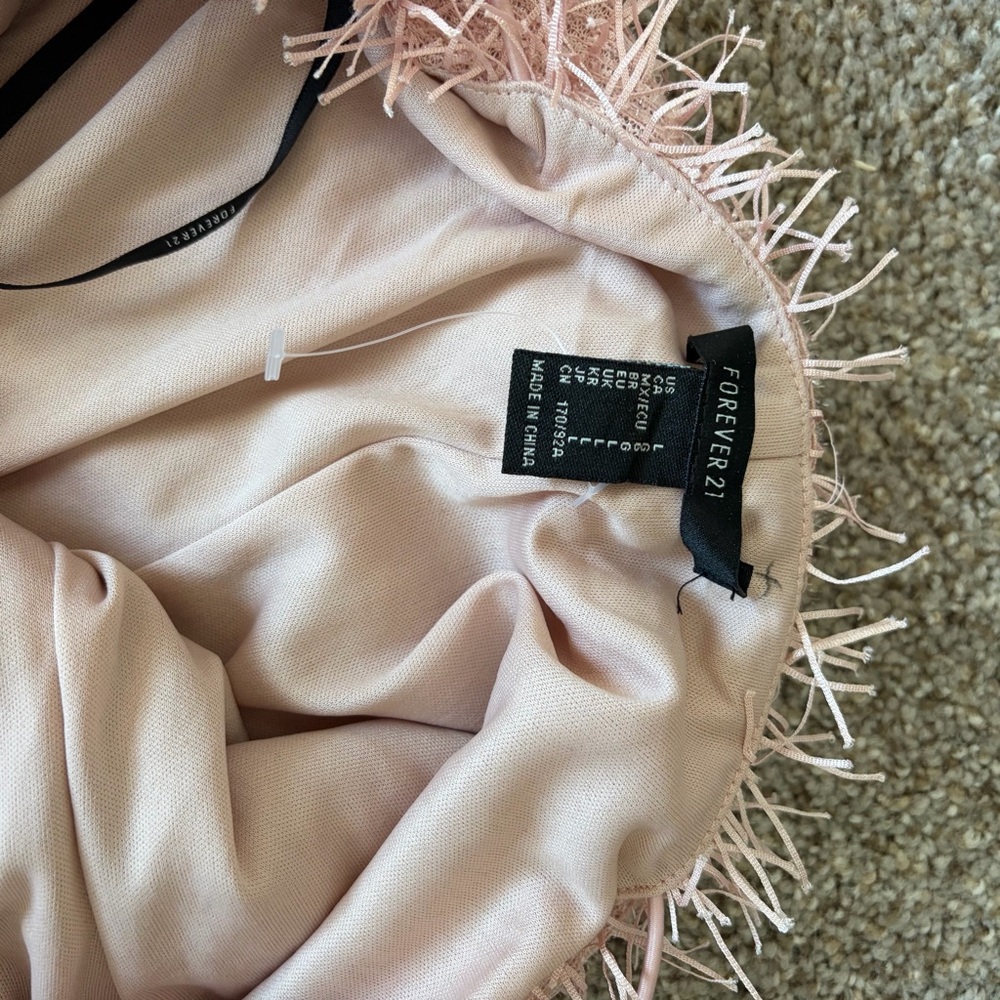 Fringed Spaghetti Strap Slip Dress in Dusty Rose - Picture 5 of 5